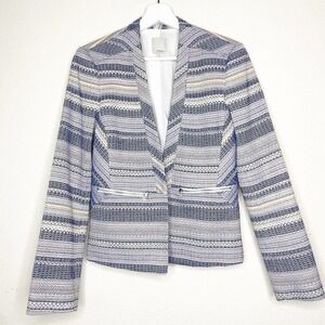 Halogen Knit Red White and Blue Zipper Pocket Blazer Sz S